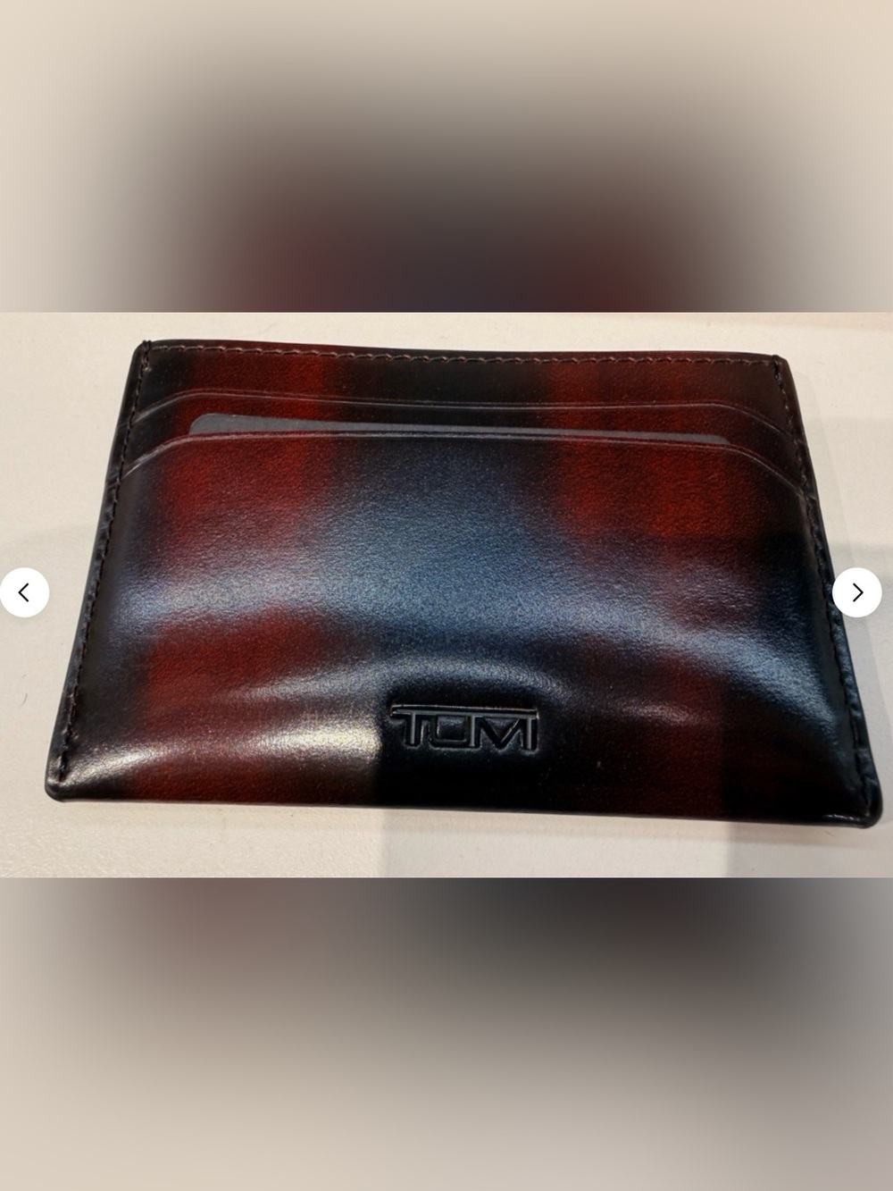 NEW Tumi Nassau 100% Leather Slim Card Case Wallet - BURNISHED WINE OMBRE
